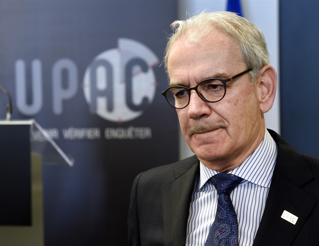 In a new conference Tuesday, Quebec's anti-corruption unit denied statements made by MNA Guy Ouellette, Tuesday, October 31, 2017.