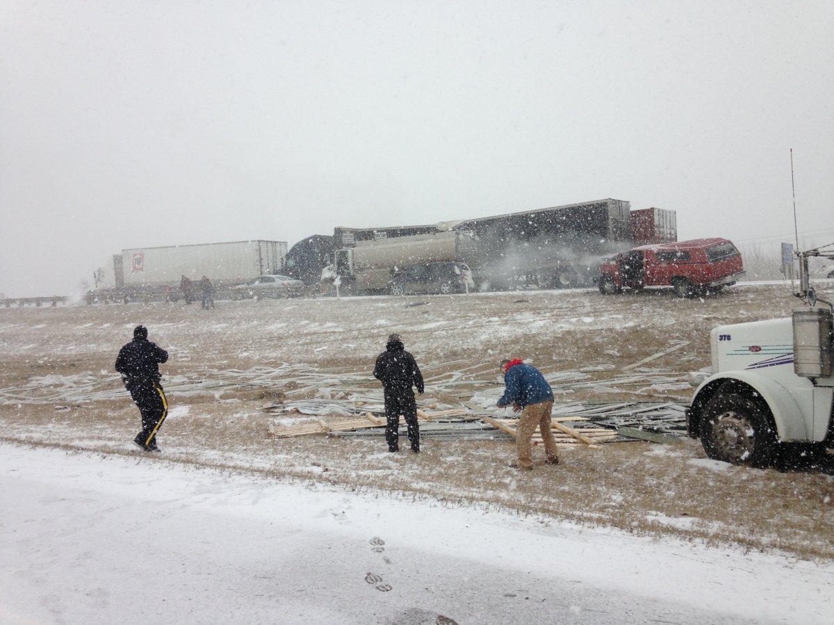 Highway 2 south of Calgary reopens after several crashes, sending 20