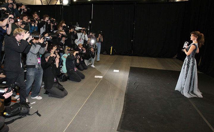 Shania Twain, pictured being photographed backstage at the Juno Awards