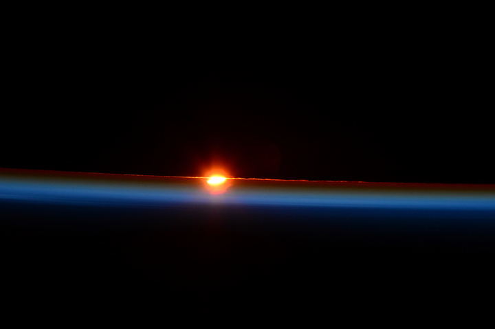 ESA astronaut Samantha Cristoforetti took this image of the Sun rising from the International Space Station on 20 March 2015, shortly before the start of the solar eclipse.