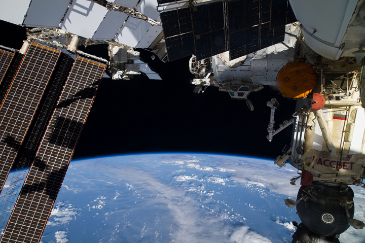 Three crew members aboard the International Space Station are leaving this stunning view behind as they're set to return to Earth Wednesday night.