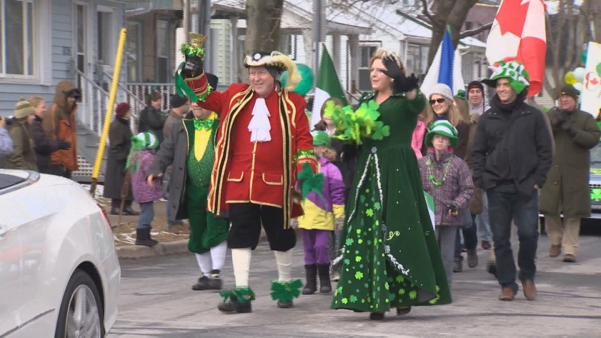 The 2014 St. Patrick's Day parade makes its way through Halifax.