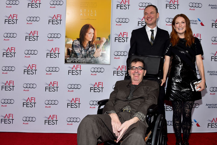 Richard Glatzer with Wash Westmoreland and Julianne Moore, pictured in November 2014.