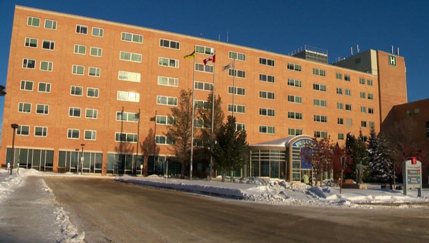 The front of St. Paul’s Hospital on Saskatoon, Sask.