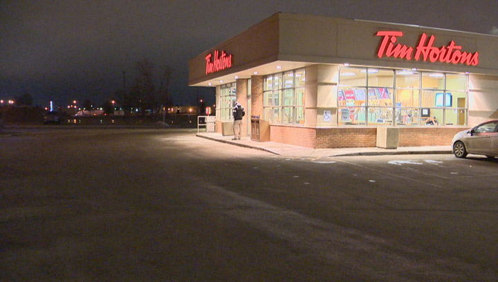 Three people, one armed with a handgun, another with a knife, rob Lawson Heights Tim Hortons.