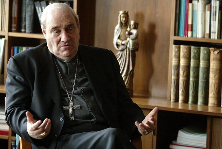 Canadian Cardinal Jean-Claude Turcotte speaks during an interview in his office in Montreal, on March 15, 2005.