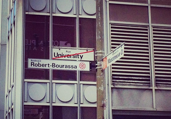 To honour  former Quebec premier Robert Bourassa, a part of University Street in downtown Montreal was renamed in March 215.