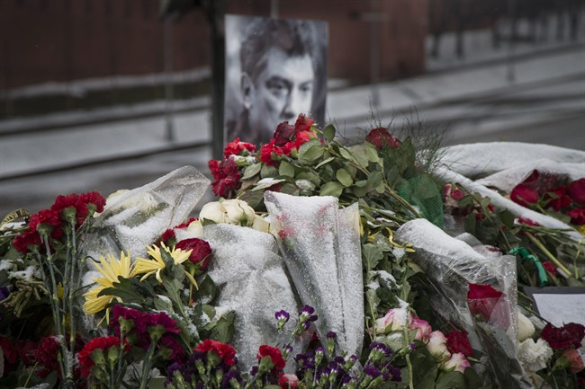 Officials say two men have been arrested in the death of Russian opposition leader Boris Nemtsov, who was shot to death late Feb. 28, 2015.