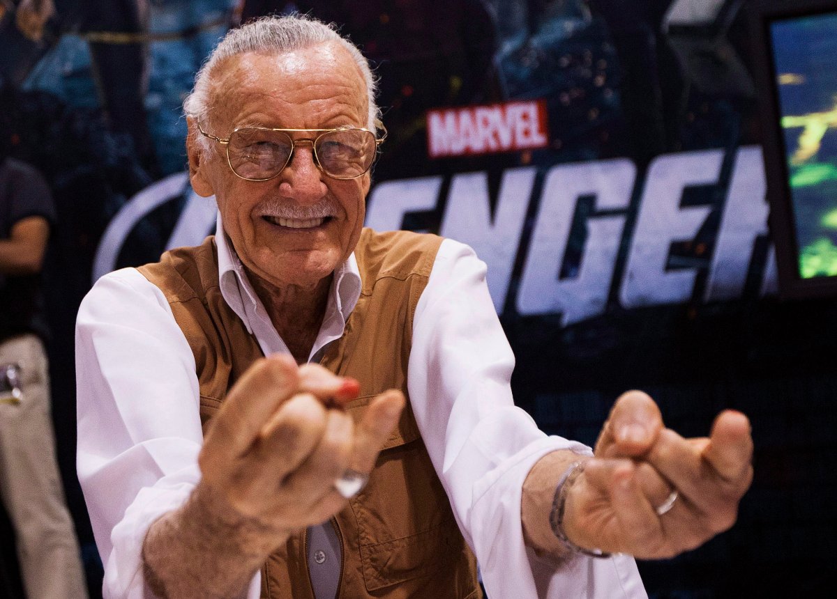 Stan Lee mimics spiderman as he celebrates 50 years of the comic book character at the Fan Expo convention in Toronto on Thursday, August 23, 2012. 