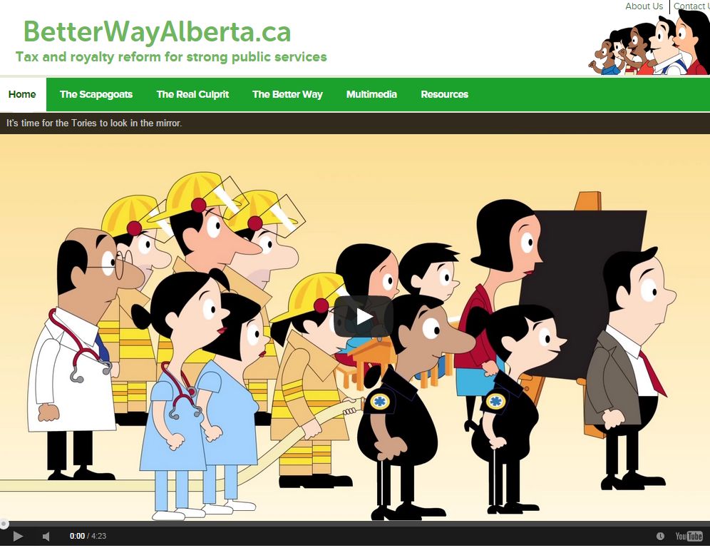 Alberta Federation of Labour website 'Better Way Alberta.'.