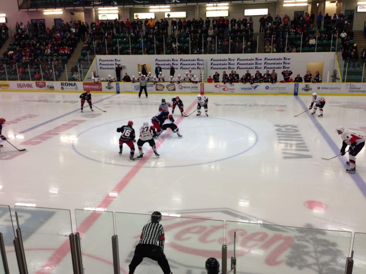 The Brooks Bandits face off against the Camrose Kodiaks in Camrose, April 7, 2015.