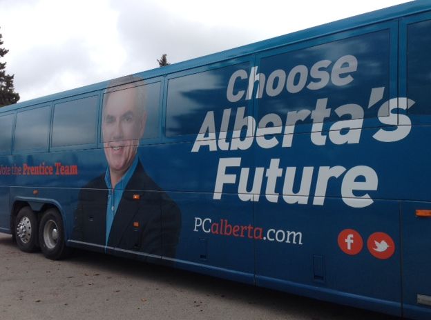 Prentice campaign bus