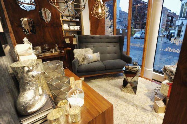 Interior views of West Elm in London, England.