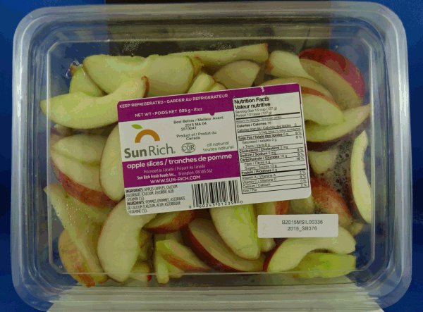 Sliced apples and products containing sliced apples recalled due to Listeria monocytogenes.