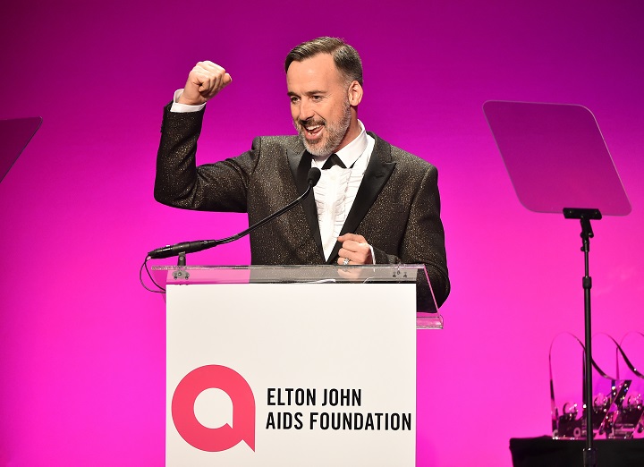 Chairman David Furnish speaks onstage at the Elton John AIDS Foundation's 13th Annual An Enduring Vision Benefit at Cipriani Wall Street on October 28, 2014 in New York City.