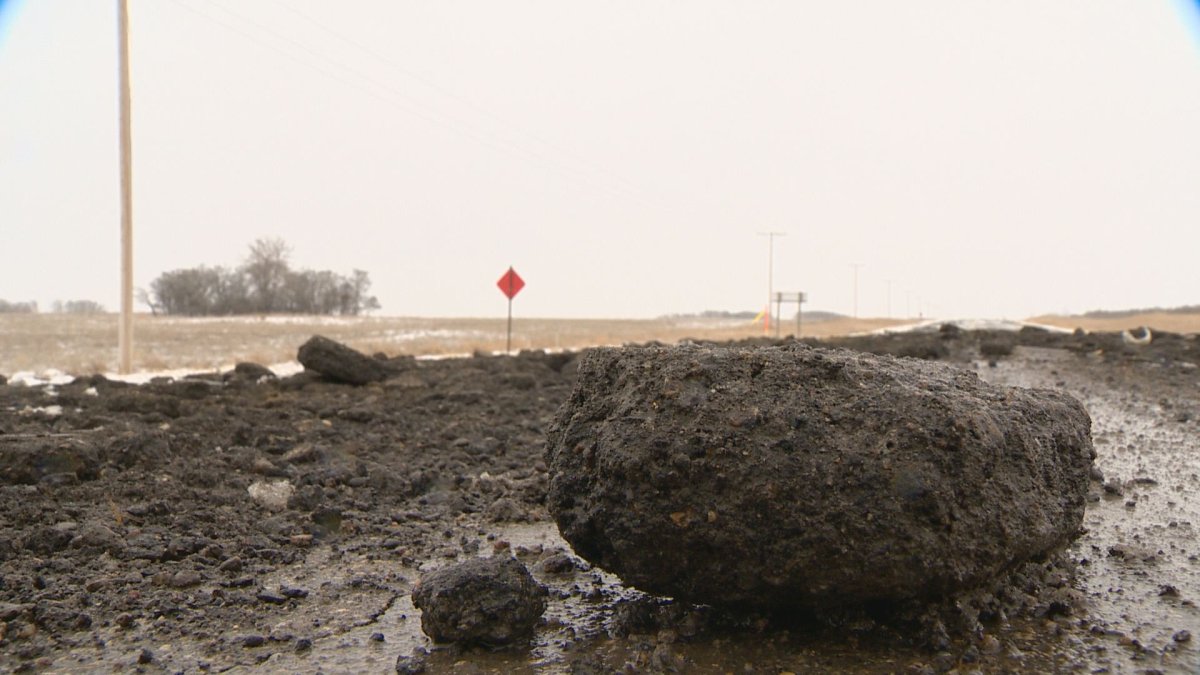 The condition of Highway 220 in southern Saskatchewan on April 7, 2015. The road was nominated in CAA’s Worst Roads of 2015 campaign.