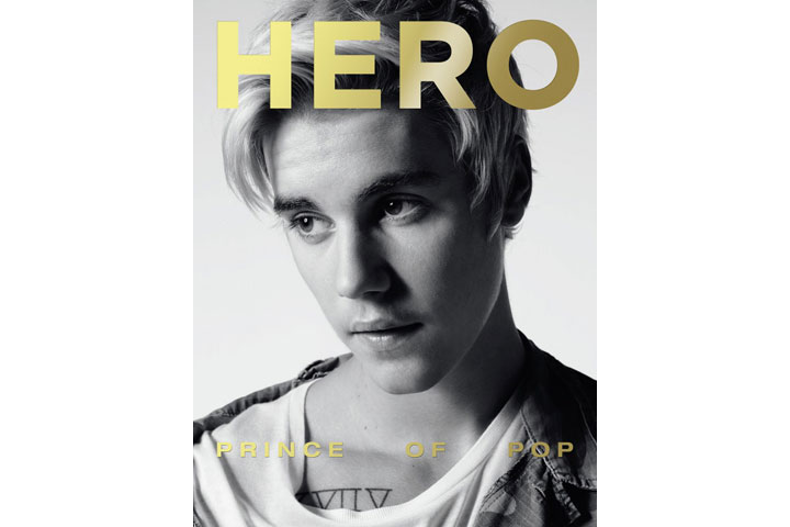 Justin Bieber, pictured on the cover of 'Hero.'.