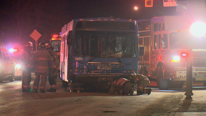 A cyclist was taken to hospital with serious injuries after a collision with a Saskatoon Transit bus.