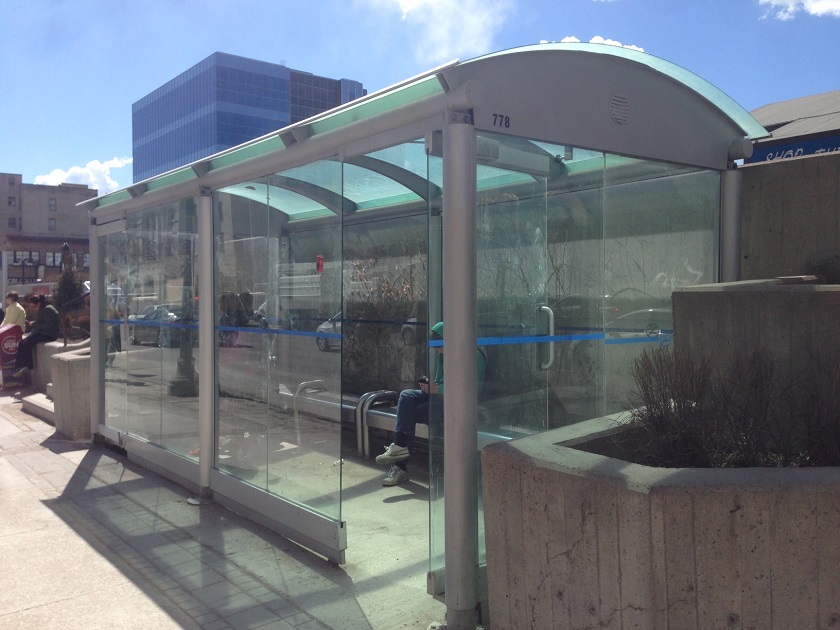 A man was found dead in this bus shelter on Main Street Friday morning.