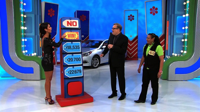 In this photo provided by CBS, model Manuela Arbelaez ensured the price IS right…on the television show,