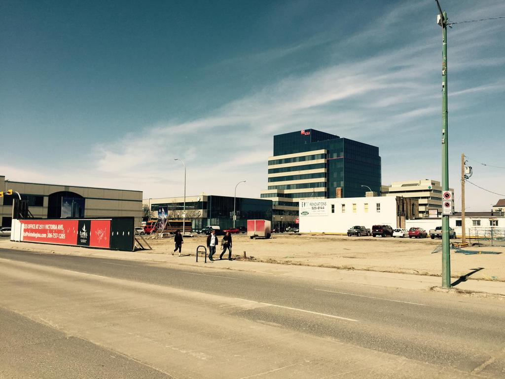 Keen-eyed residents have spotted what looks to be progress at the site of a proposed condo development in Regina, but the project director says there is still no timeline for construction.