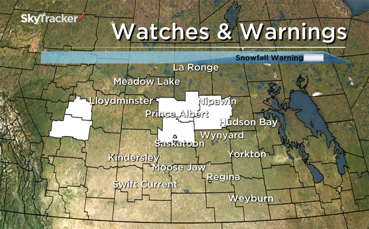 Environment Canada issues snowfall warning for Saskatoon and surrounding area along with Prince Albert; 15 to 20 centimetres of snow by Sunday.
