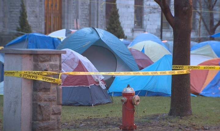 Quebec students were occupying the grounds of CEGEP St. Laurent in Montreal on April 21, 2015, in what they hope will become a province-wide protest against austerity.