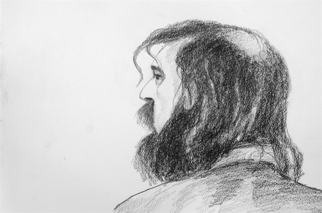 Allan Schoenborn is shown in this courtroom sketch during his trial in Kamloops, B.C., on Thursday, October 8, 2009.