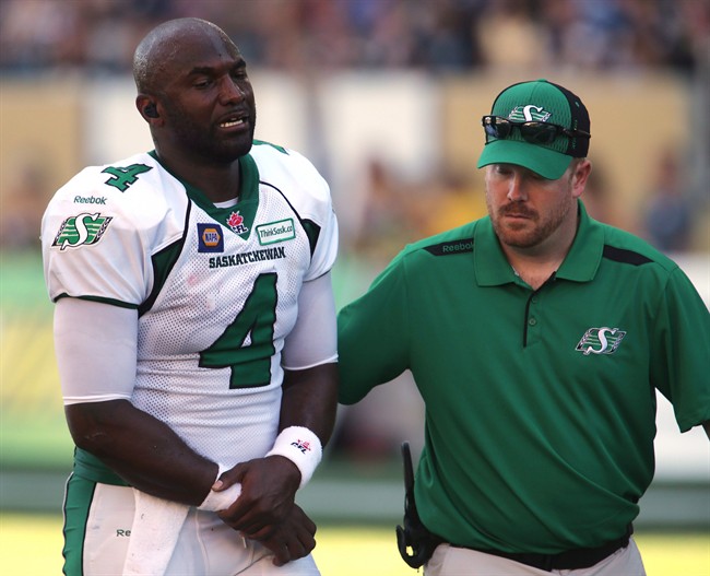 Saskatchewan Roughriders Darian Durant says throwing arm "feels great," is anxious to "prove the doubters wrong."