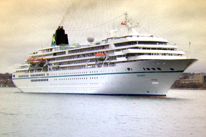 The Amadea cruise ship arrives in the Halifax harbour on April 27, 2015.
