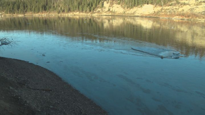 Diesel spilled into the North Saskatchewan River Thursday, April 9, 2015.