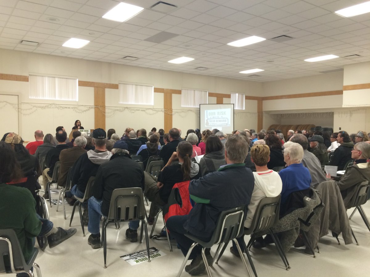 More than a hundred people came out Monday evening to hear from speakers opposing TransCanada's proposed Energy East pipeline.