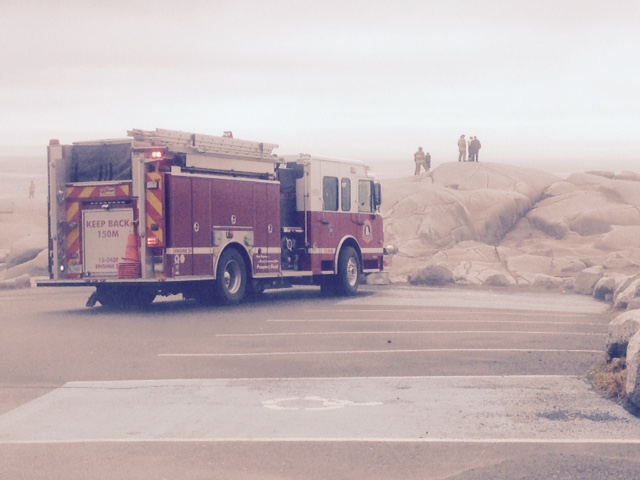 Fire fighters were among the first on the scene after reports of a young man swept into the water at Peggy's Cove.
