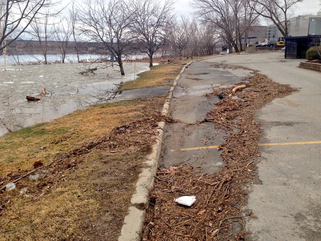 Water levels in the Fredericton area have receded below flood stage, but levels remain high in communities down-river.