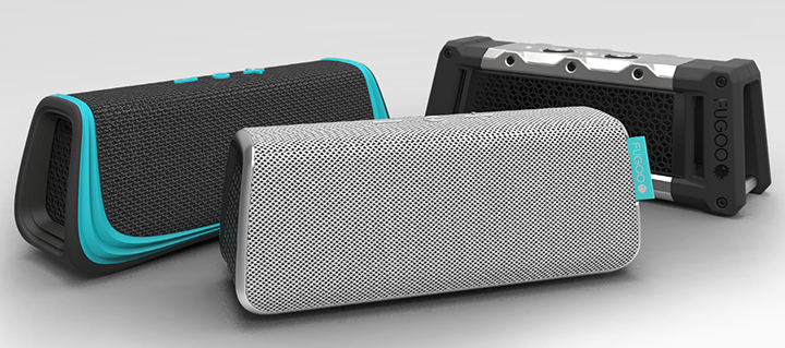 Fugoo Bluetooth wireless weather proof speakers and speakerphones in three optional sleeves