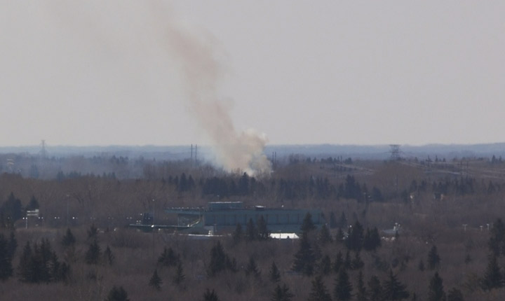 The Saskatoon Fire Department was called to stop a grass fire from spreading on Sunday.