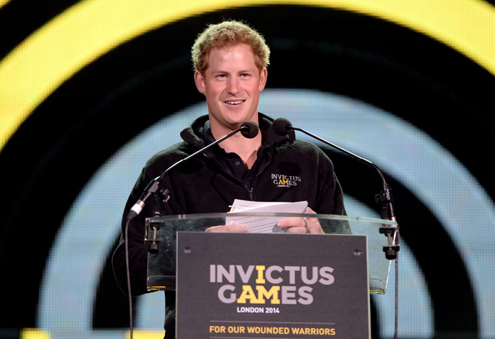 Prince Harry speaks onstage during the Invictus Games Closing Concert at the Queen Elizabeth Olympic Park on September 14, 2014 in London, England. (
