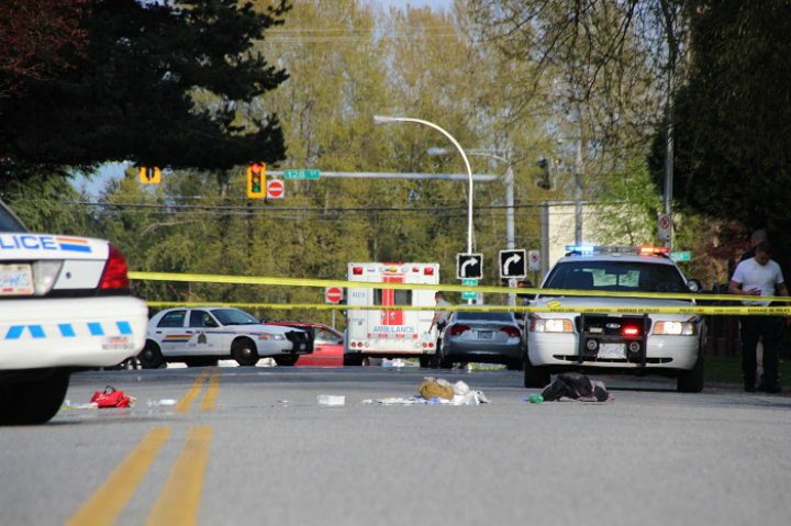 FILE PHOTO: RCMP investigate a hit-and-run in Surrey in 2015.