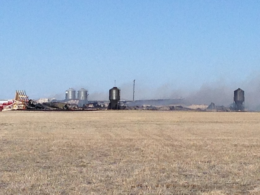 A massive blaze destroyed a barn holding thousands of hogs in the RM of Ste. Anne. 