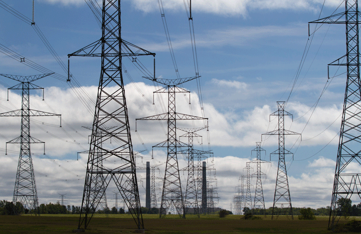 Electrical power lines run from the Ontario Power Generation in Bath, Ont., on Sept. 14, 2014. 