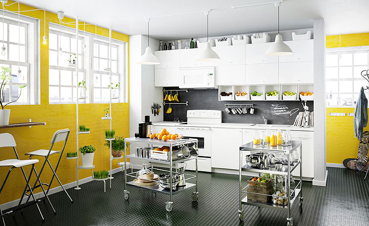 This photo provided by Ikea shows a steel rolling cart like these Flytta carts from Ikea that can work as mobile prep surface as well as moving storage. In a small kitchen they’re practical for everyday use; in a larger one they’re handy to store baking/sweets decorating accessories or any gear that isn’t needed frequently. Roll it out of sight when not in use.