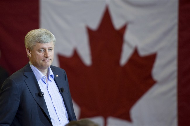 Prime Minister Stephen Harper makes an announcement during a visit to a school in North Vancouver, B.C. Tuesday, April 7, 2015.