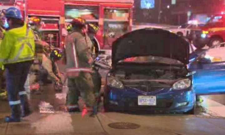 Emergency crews on scene of a two-vehicle collision in Scarborough on April 10, 2015.