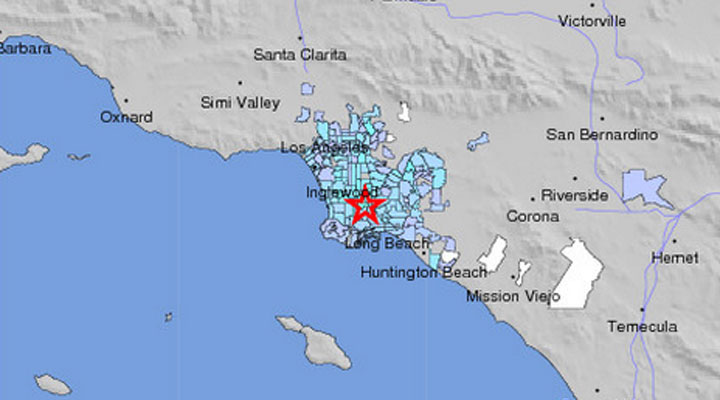 A small earthquake has rattled a wide swath of greater Los Angeles, shaking buildings downtown.