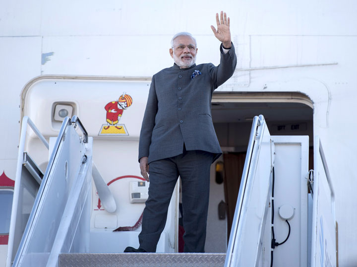 Prime Minister of India Narendra Modi arrives in Ottawa for a state visit on Tuesday, April 14, 2015.