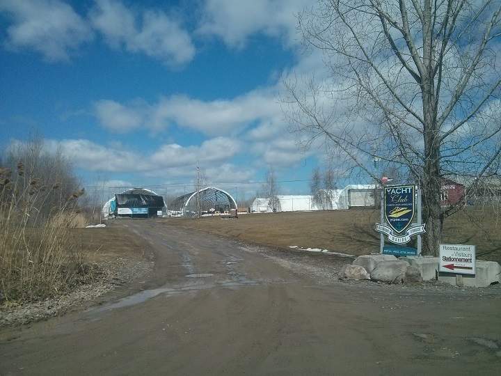 The hangar in the middle burnt completely early Saturday morning. 