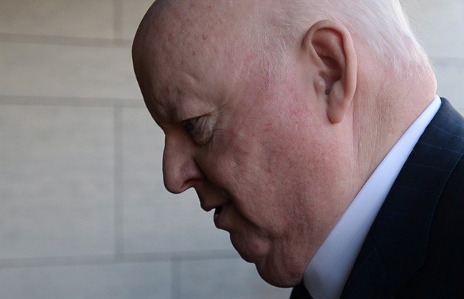 Suspended Senator Mike Duffy arrives to the courthouse in Ottawa on Tuesday, April 14, 2015. The verdict in his trial is expected this week.