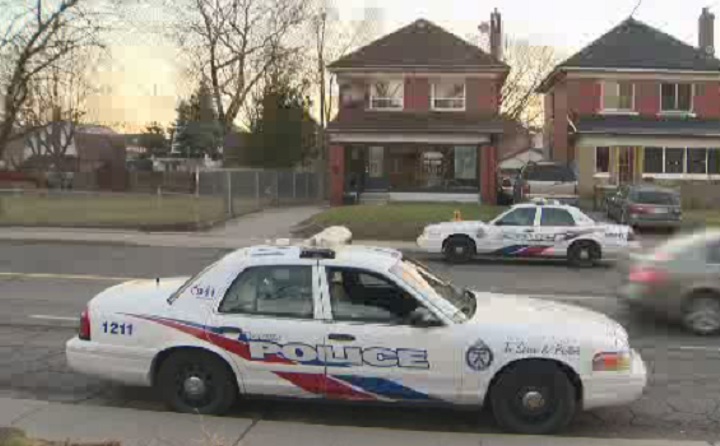 Toronto police investigate a stabbing incident in Etobicoke on April 14, 2015.