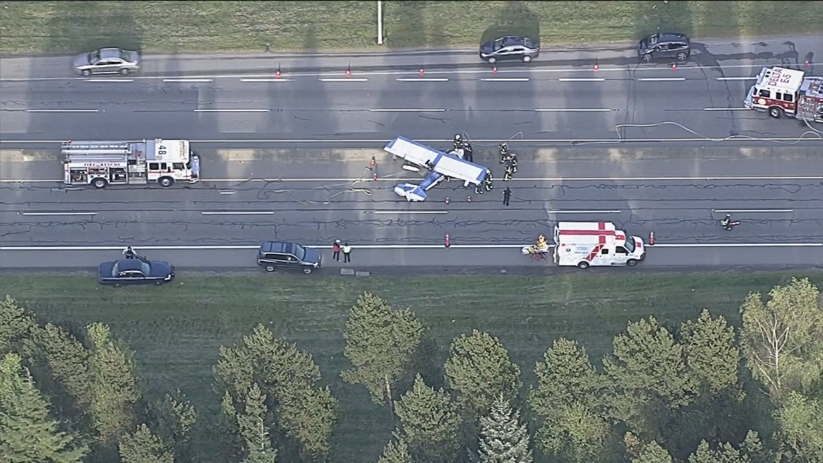 No major injuries as small plane makes emergency landing on Highway 91