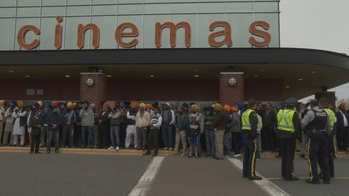 Close to 300 people protested outside Strawberry Hill Cinemas in Surrey over a screening of the controversial film Nanak Shah Fakir.